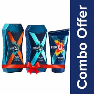 Brightening Face Wash for Men, 100ml with Cooling and Style Shampoo, 180ml and Refresh Body Wash for Men, 180ml
