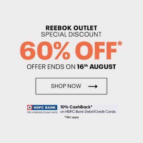 Reebok Special Discount on all Products- Upto 60% Off - Must checkout Offer