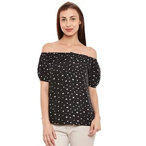 GRITSTONES Black Off-Shoulder Top at Rs.119 Only