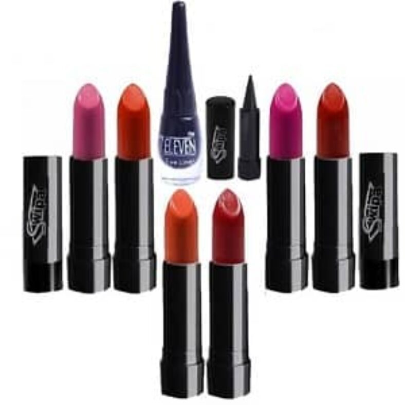 SWIPA Moisturizing Lipstick (6), Kajal, 7 Eleven Eyeliner – Beauty products