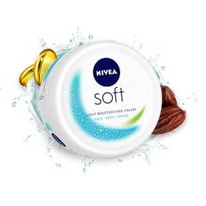 NIVEA Soft Light Moisturizer for Face Hand & Body Non-Sticky Cream with Vitamin E & Jojoba Oil