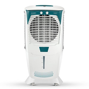 Crompton Ozone Desert Air Cooler-75L; with Everlast Pump, Auto Fill, 4-Way Air Deflection and High Density Honeycomb pads; White & Teal