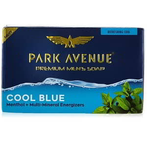 Park Avenue Premium Men's Soap, Cool Blue with Menthol & Multi-Mineral Energizers, Citrus, 125 g, Pack of 4