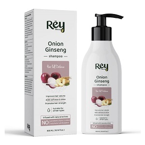Rey Naturals Onion Ginseng Shampoo for Hair fall Defense | With Natural Actives | Paraben and Sulphate Free | For Deep Conditioning & Healthy Hair | 250 ML (onion shampoo)