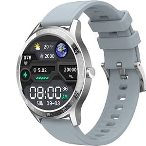 Fire-Boltt 360 SpO2 Full Touch Large Display Round Smartwatch with in-Built Games, 8 Days Battery Life, IP67 Water Resistant with Blood Oxygen & Heart Rate Monitoring, Grey, M (Model Number- BSW003)