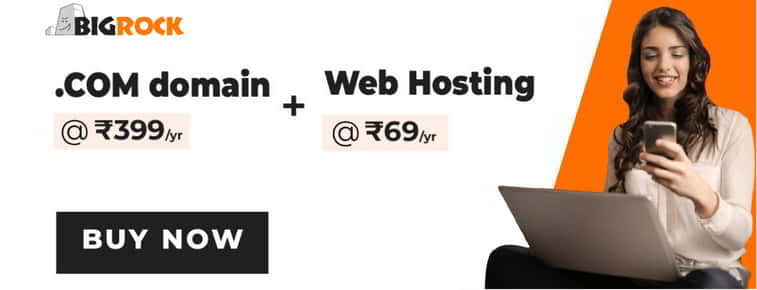 bigrock hosting domain deal banner